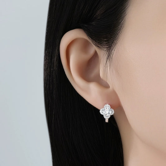 Sterling Silver Lucky Clover Hoop Earrings