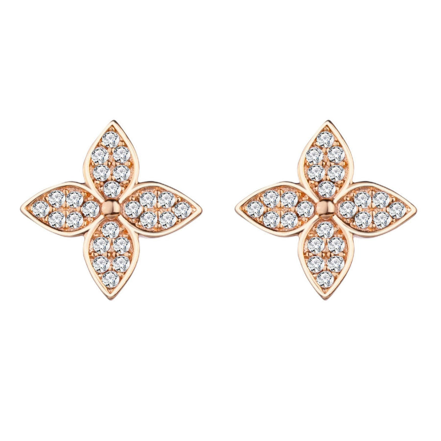 Sterling Silver Clover Flower Stud Earrings