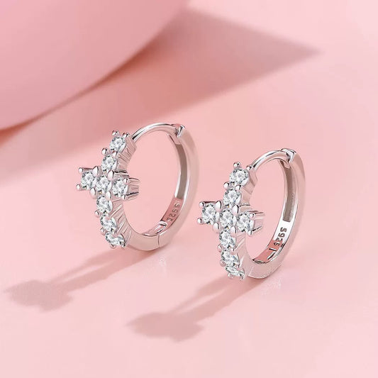 Sterling Silver Cross Hoop Earrings