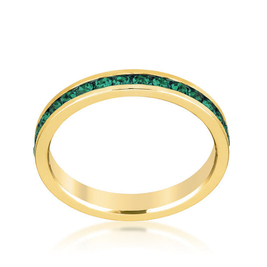 Green Crystal Eternity Stackable Ring