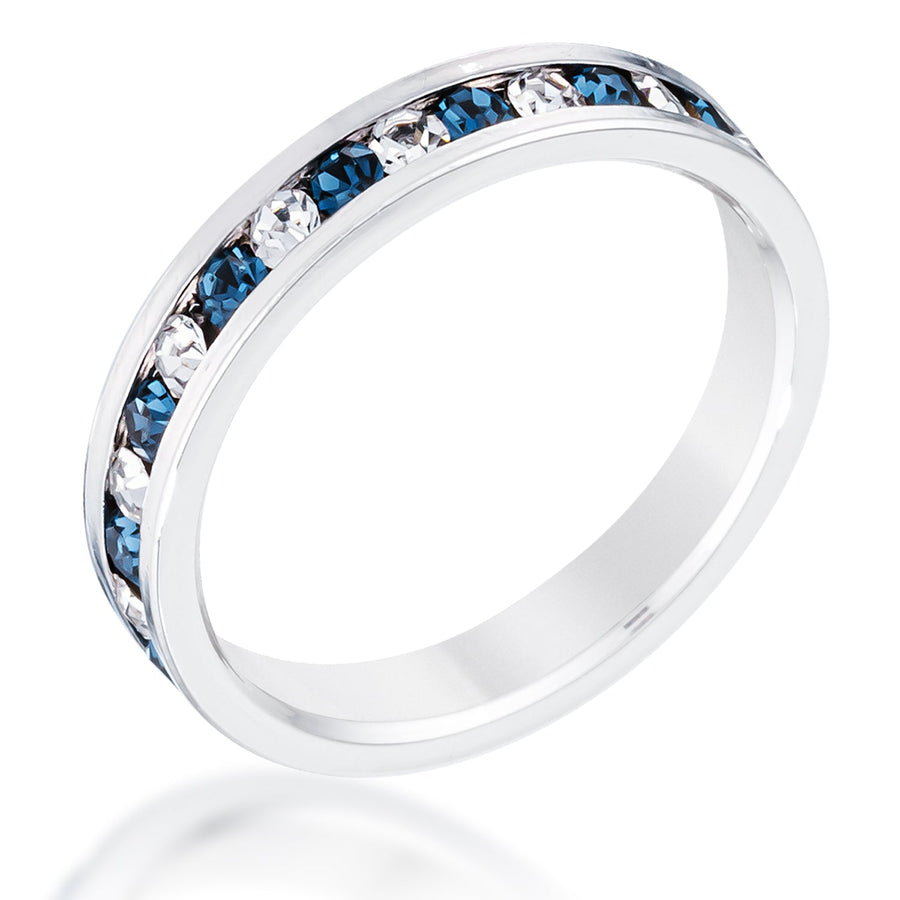 Alternating Clear and Blue Crystal Eternity Ring