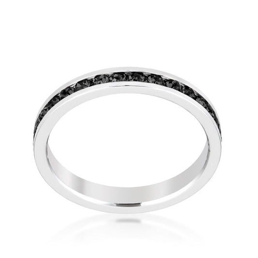 Jet Black Crystal Stackable Eternity Ring
