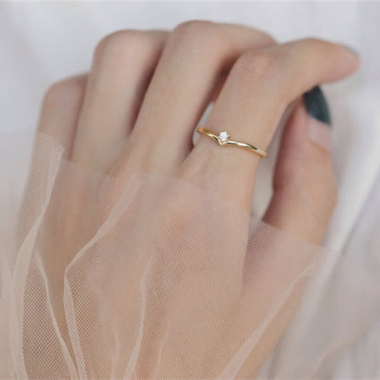 Gold Plated Sterling Silver V Shape Promise Ring