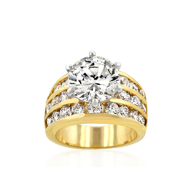 Classic Gold Cubic Zirconia Engagement Ring