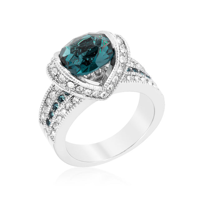 Ovaline Blue Cubic Zirconia Ring