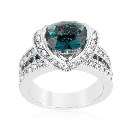 Ovaline Blue Cubic Zirconia Ring