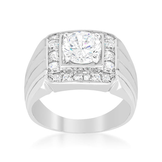 Men's Two-Tone Cubic Zirconia Ring