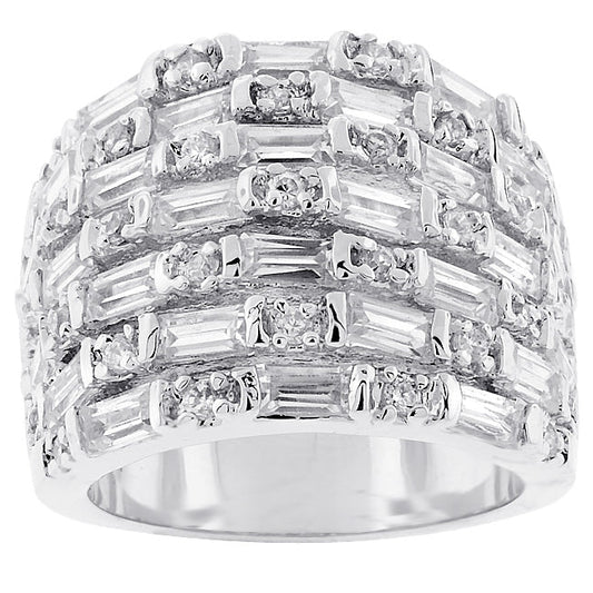Multi-Row Cubic Zirconia Ring