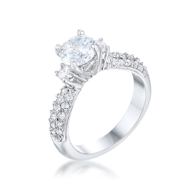 Classic Pave Clear Zircon Bridal Ring
