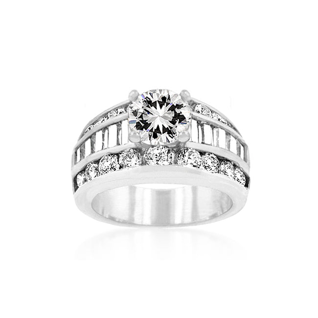 Round Cut Cubic Zirconia Engagement Ring