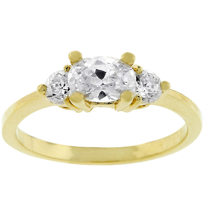 Oval Serenade Triplet Ring, Goldtone