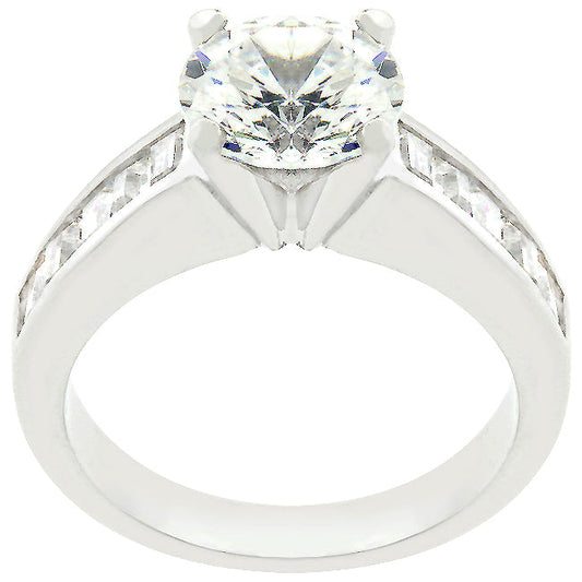 Classic Rhodium Plated Engagement Ring