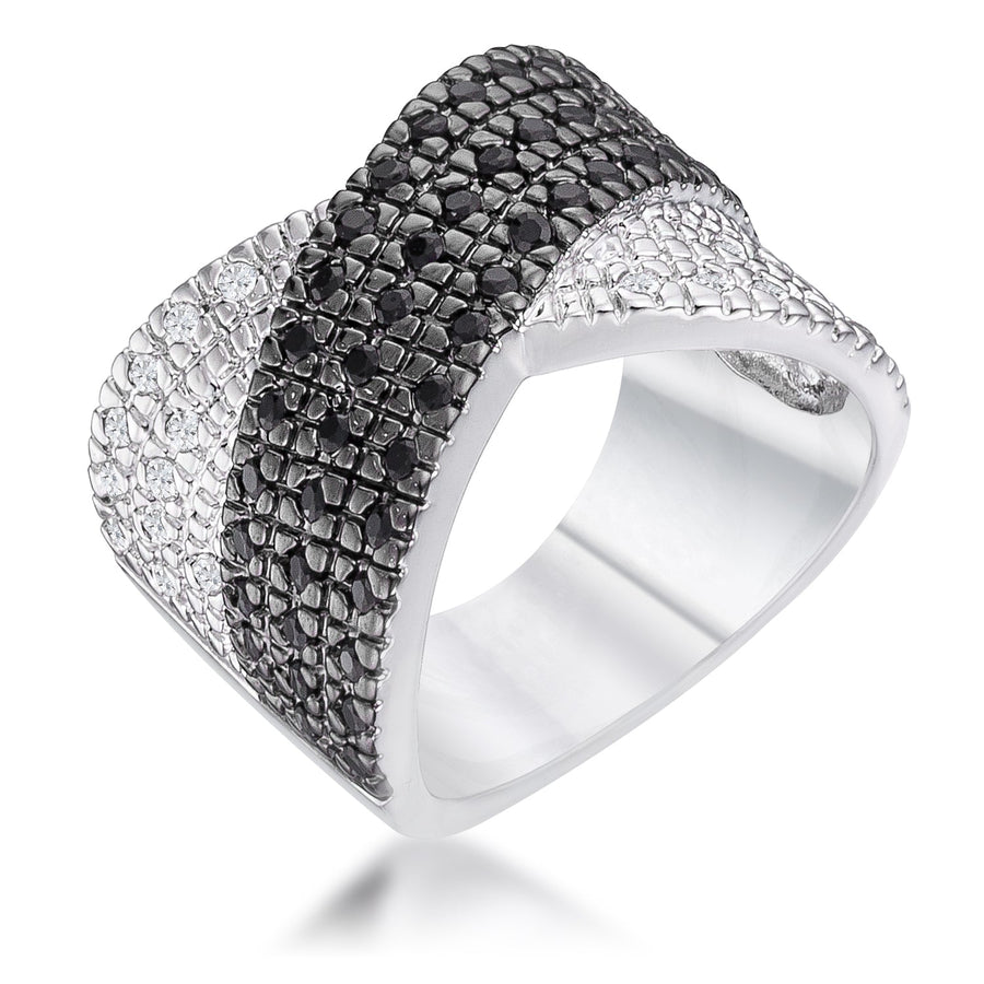 Two-Tone Cross Pattern Cocktail Ring