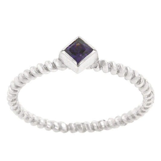 Petite Twisted Amethyst Solitaire Ring