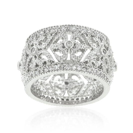 Filigree Crest Pavé Eternity Ring