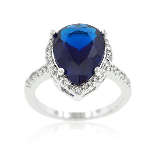 Sapphire Cubic Zirconia Pear Drop Ring