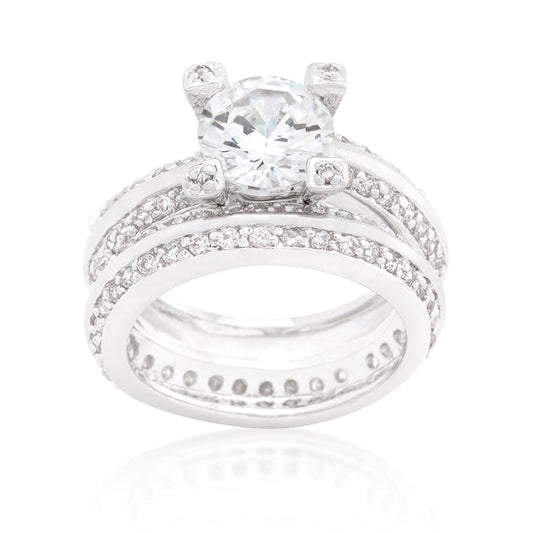 Round Cut Pave Cubic Zirconia Ring Set