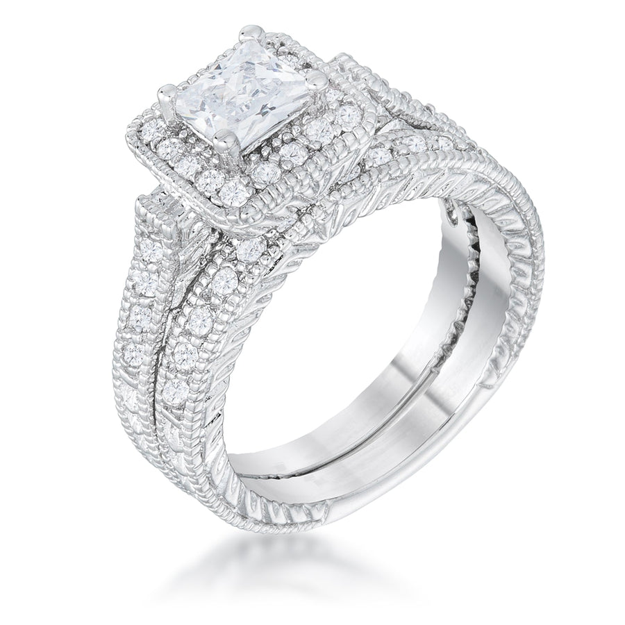 Art Deco Princess Cut Triple Bridal Set