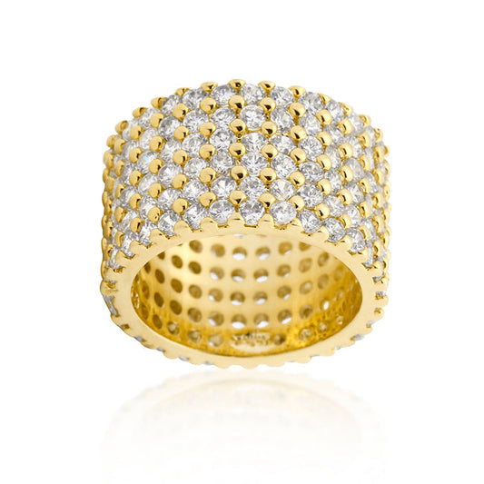 Wide Pave Cubic Zirconia Goldtone Ring