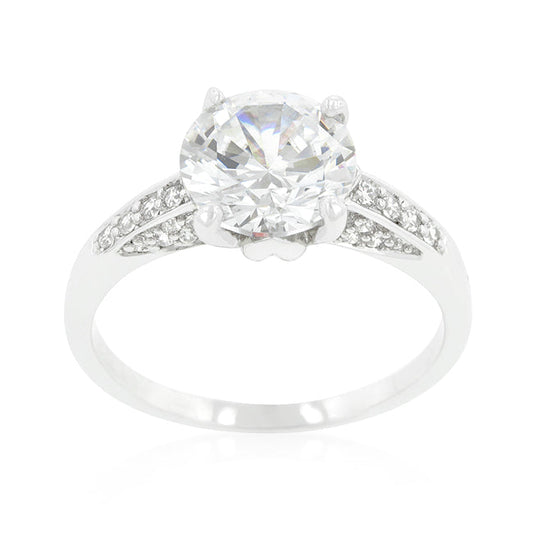 Contemporary Engagement Ring with Large Cubic Zirconia