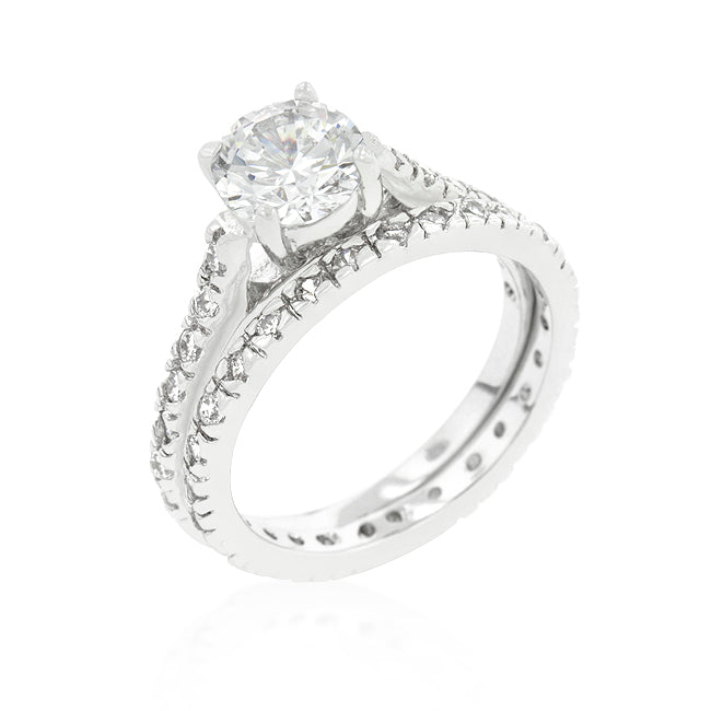 Glistening Cubic Zirconia Engagement Ring Set