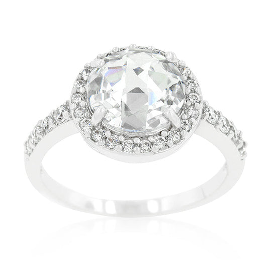 Faceted Halo Engagement Ring