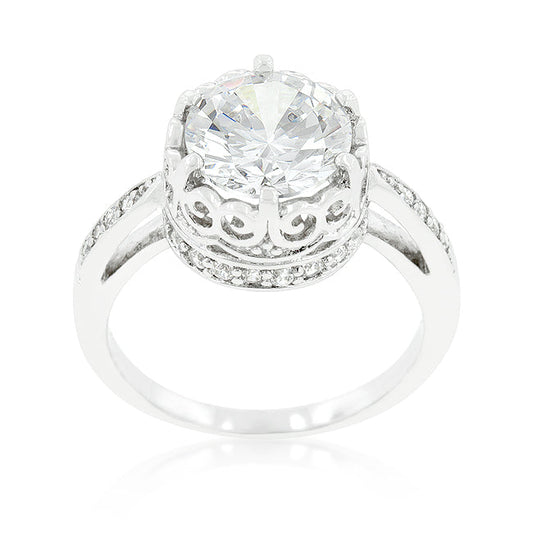 Royal Crest Filigree Ring with Cubic Zirconia