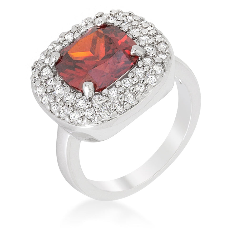 Red Micropave Cushion Cocktail Ring