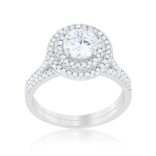 Pave Round Wedding Ring Set