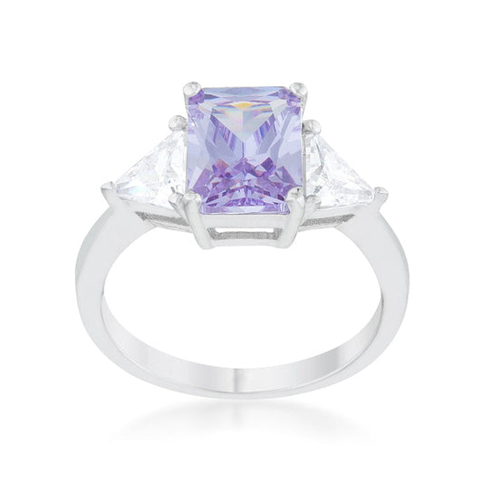 Lavender Radiant Cubic Zirconia Engagement Ring