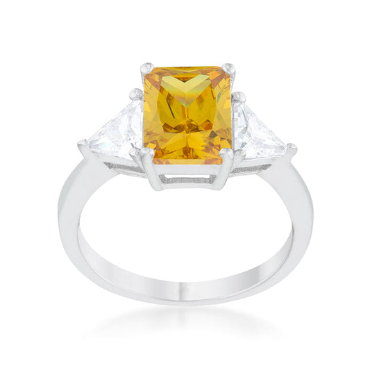 Canary Yellow Radiant Rhodium Engagement Ring