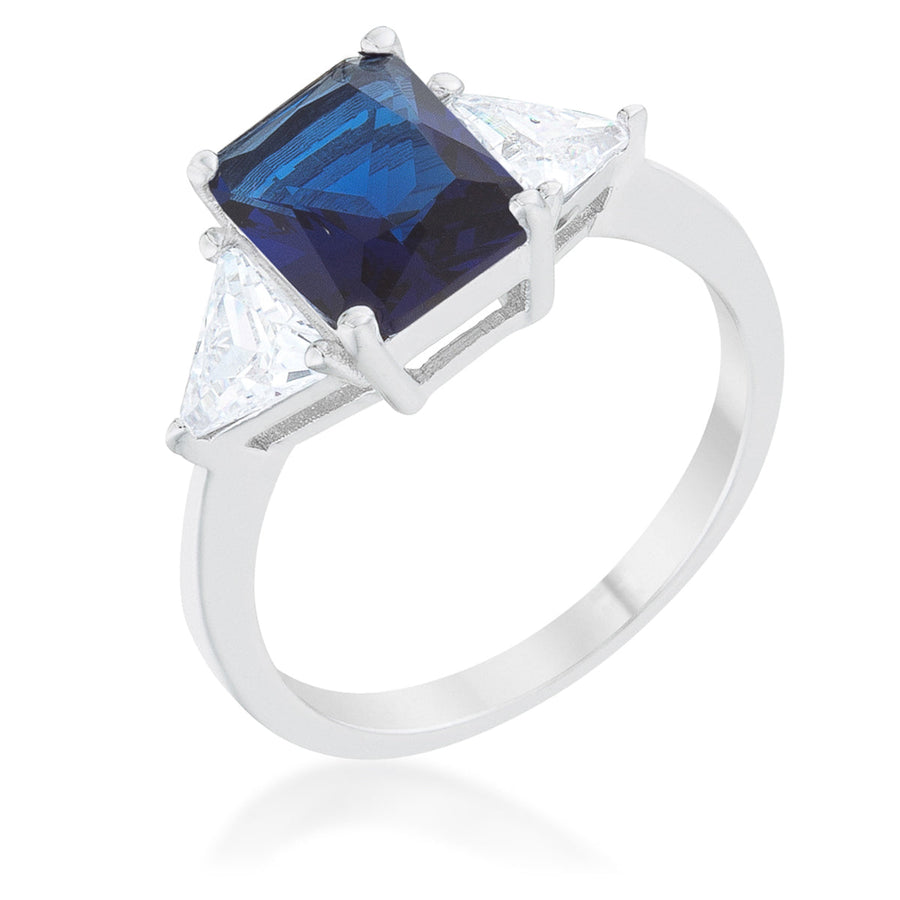 Classic Sapphire Cubic Zirconia Sterling Silver Engagement Ring
