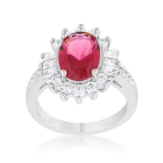 Chrisalee Aqua CZ Rhodium Classic Ring