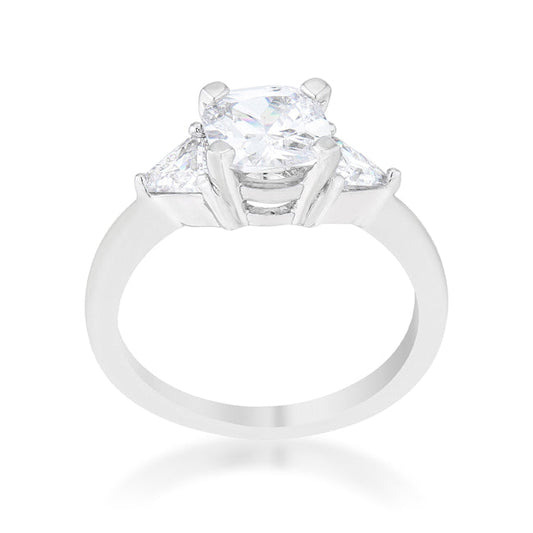 Shonda Cushion Clear CZ Rhodium Statement Ring