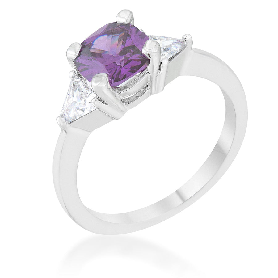 Shonda Cushion Amethyst 1.8ct Crystal Rhodium Statement Ring