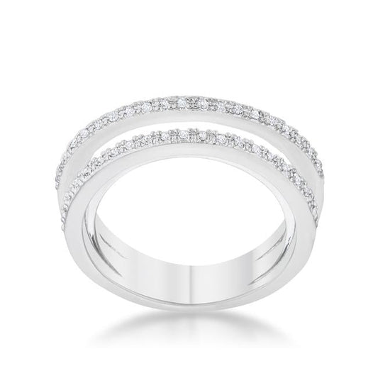 Lynn 0.25ct CZ Twisted Trio Band Ring, Rhodium
