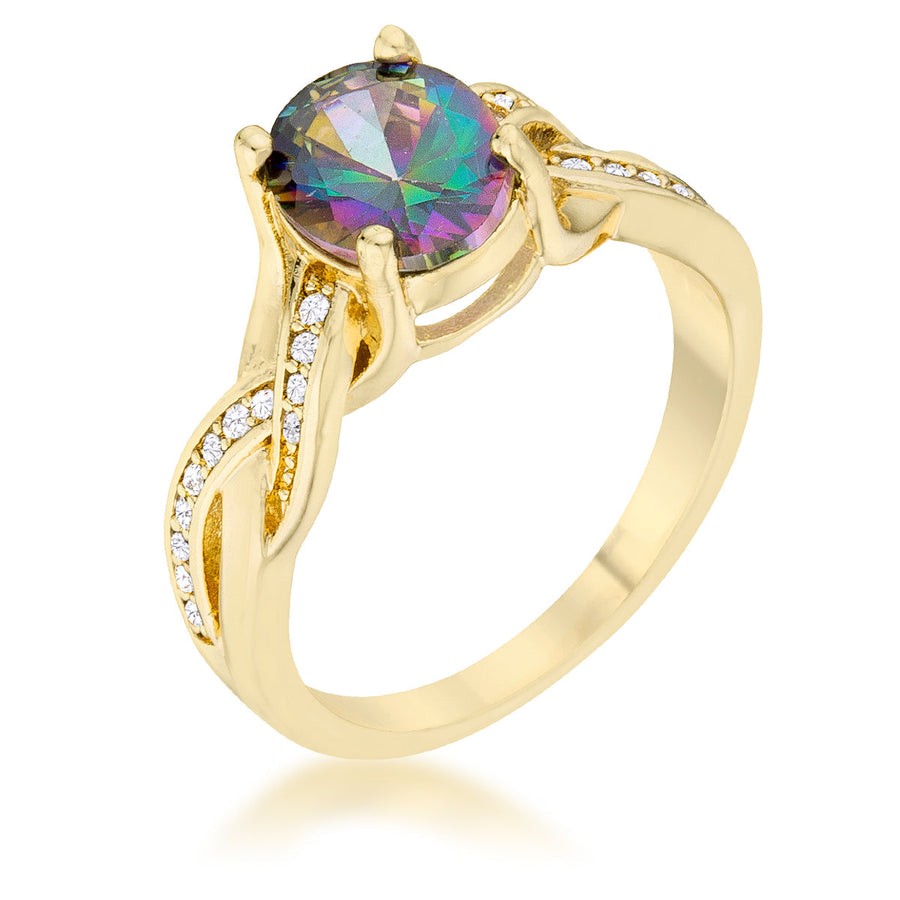 Justine 2ct Mystic Crystal Goldtone Oval Ring
