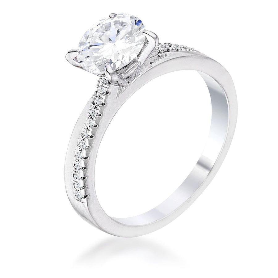 Contemporary Dainty Clear Crystal Engagement Ring, 1.4 Ct