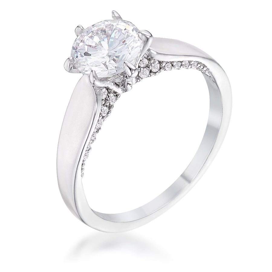 1.56 Ct Rhodium Plated Crystal Solitaire Ring