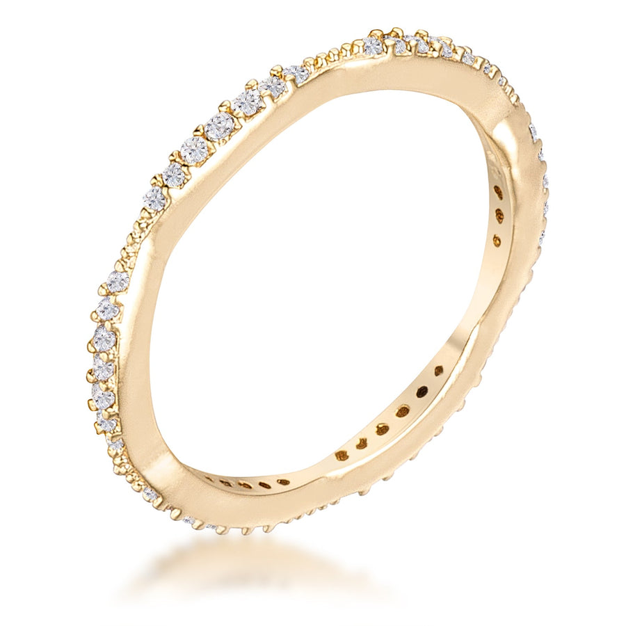 0.42 Ct Dainty 18k Gold Plated Micro Pave Crystal Eternity Ring