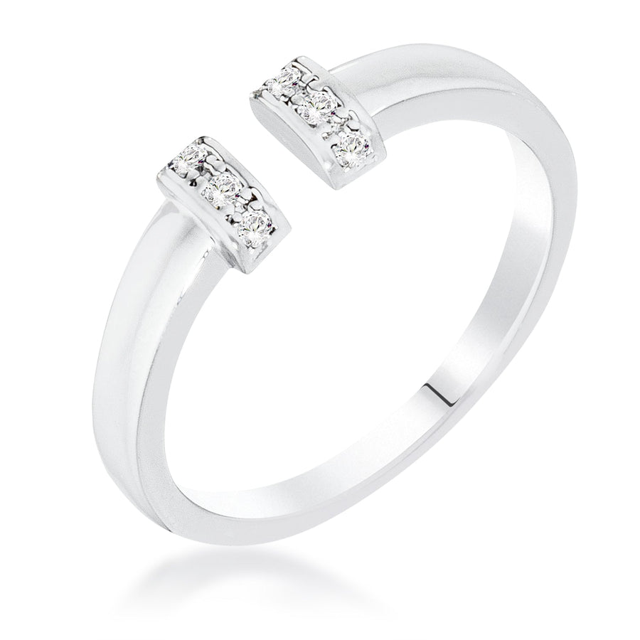 Petite Rhodium Crystal Open Cuff Ring