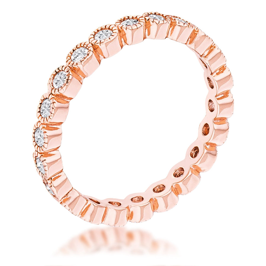 Rose Gold Plated Dotted Clear Crystal Eternity Ring