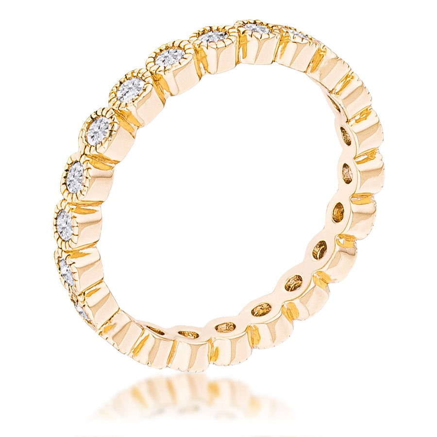 Gold Plated Dotted Clear Crystal Eternity Ring