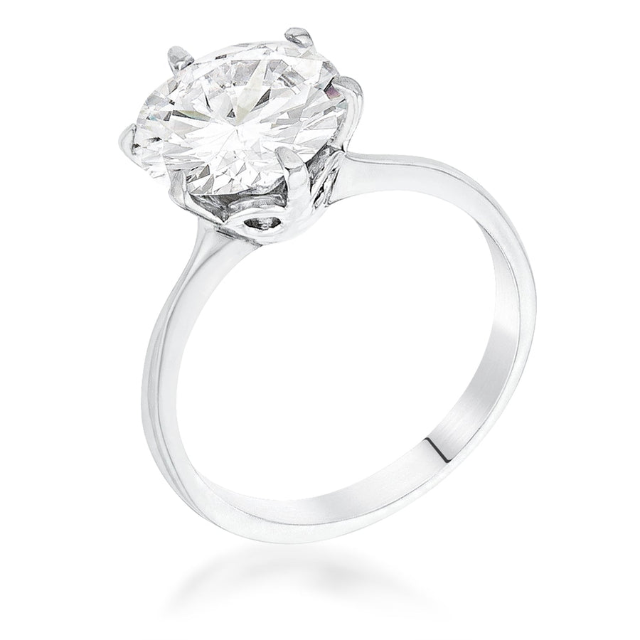 3.5 Carat Crystal Rhodium Classic Solitaire Ring