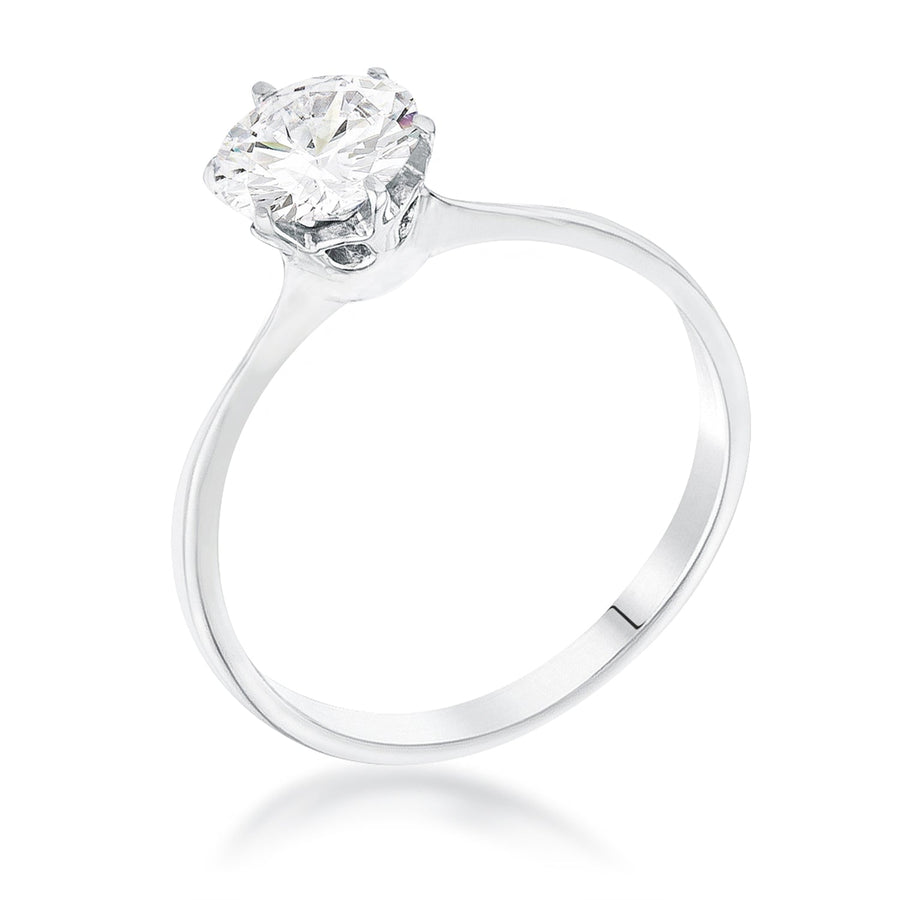 1 Carat Crystal Rhodium Solitaire Ring