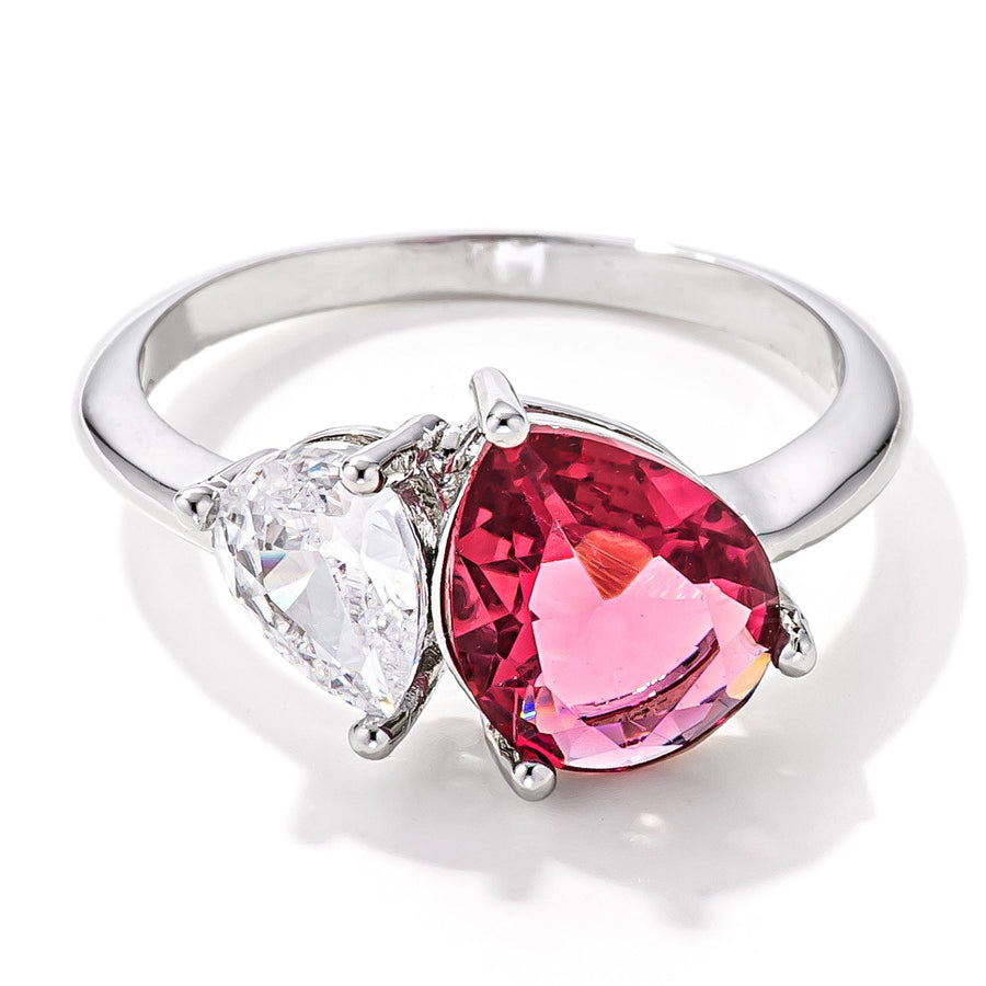 2.75ct Clear and Rose Pink Toi et Moi Crystal Ring