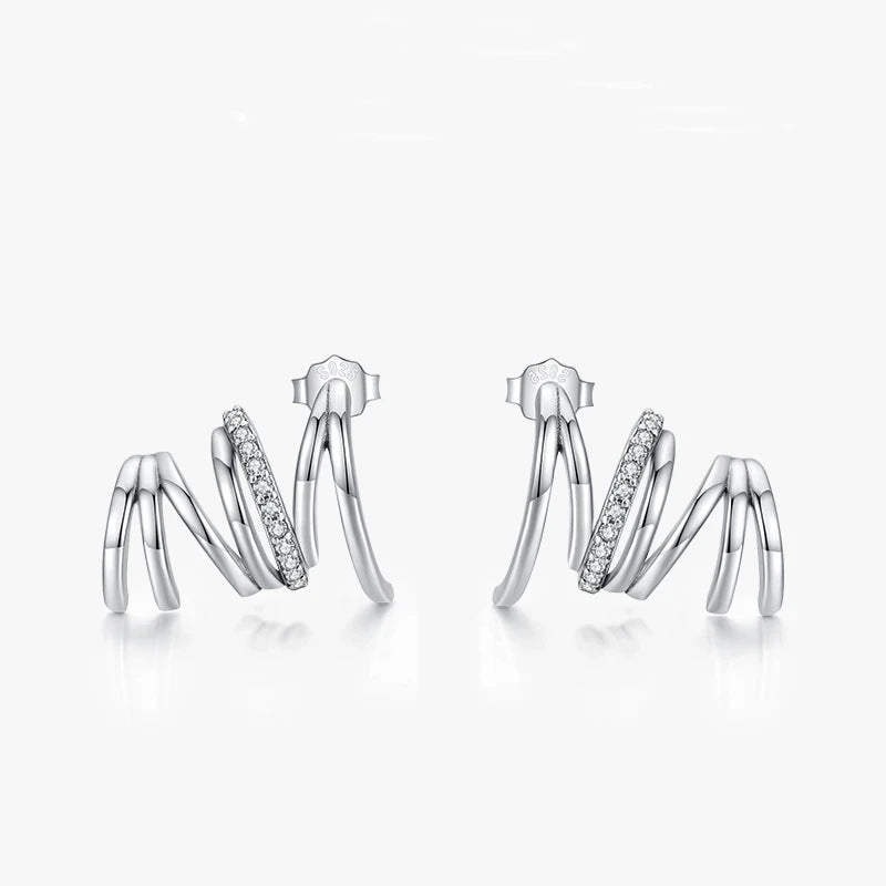 Sterling Silver Geometric Line Earrings