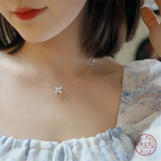 Sterling Silver Flower Pendant Necklace