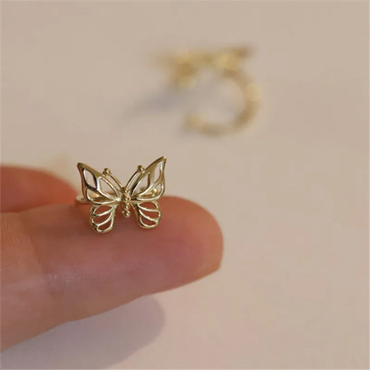 Gold Butterfly No-Pierced Earrings