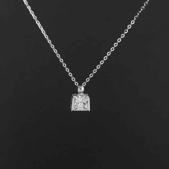 Sterling Silver Square Perfume Bottle Necklace